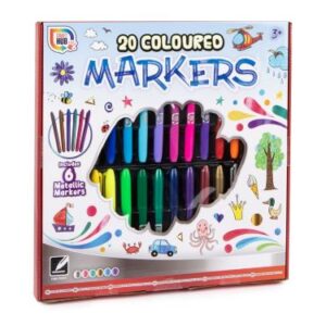 Craft Hub 20 Marker Pens with 6 Metallic Colours