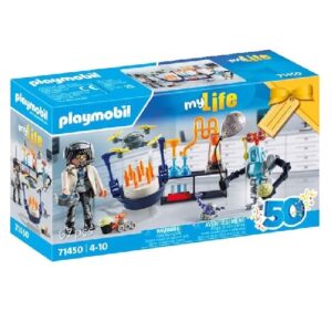 Playmobil Researcher with Robots front of box