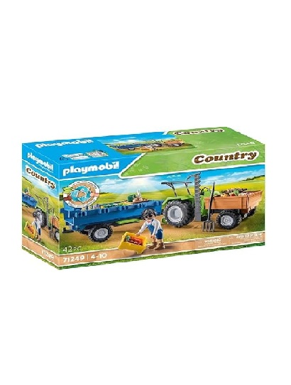 Playmobil- Country Harvester Tractor with Trailer front of box