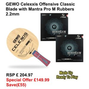 GEWO Celexxis Offensive Classic Blade with Mantra Pro M Rubbers 2.1mm