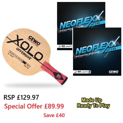 Table Tennis Bat: Gewo Xolo Offensive Blade with Neoflexx 45 Rubbers