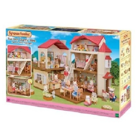 Sylvanian Families – Red Roof Country Home with Secret Attic Playroom front of box