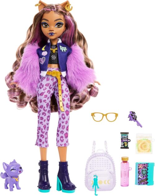 monster high clawdeen wolf doll with furry jacket contents