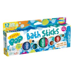 Paint Pop Bath Sticks - Kids Washable Tub Wall Crayon Set front of box