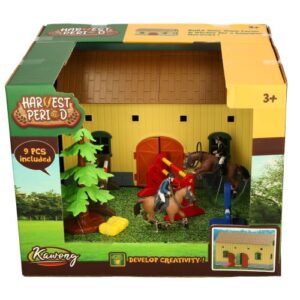 Equestrian Horse and Stable Set 9pcs front of box