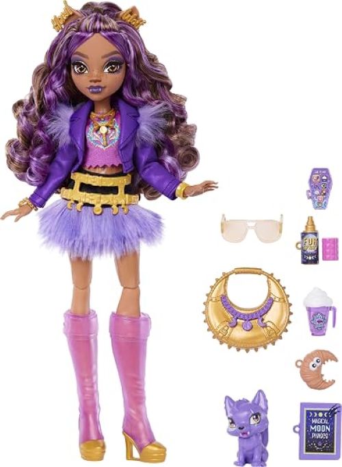 Monster High Clawdeen Wolf Doll with Pet Wolf Pup content